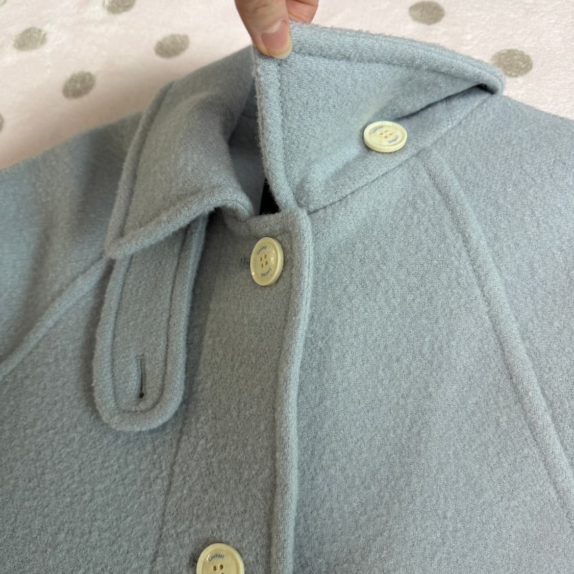 룩캐스트 울 부클 하프코트 아쿠아블루 상품이미지4