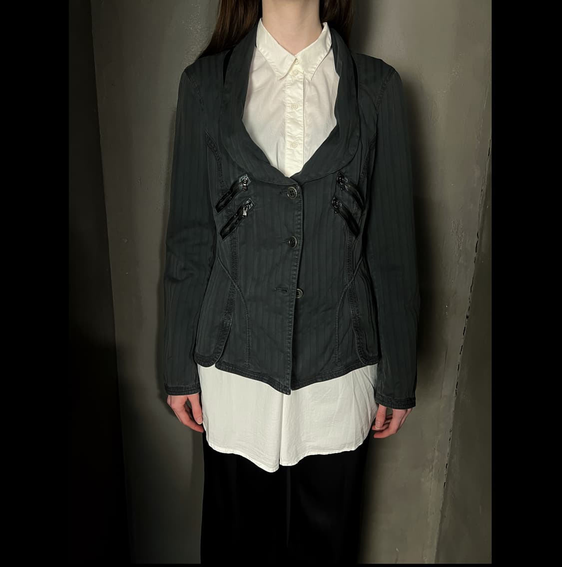 트랜짓 멀티 지퍼 숄칼라 자켓 상품이미지2