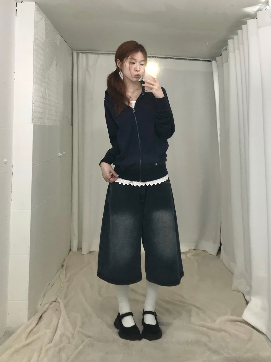 디젤 네이비 도트 후드집업 상품이미지2