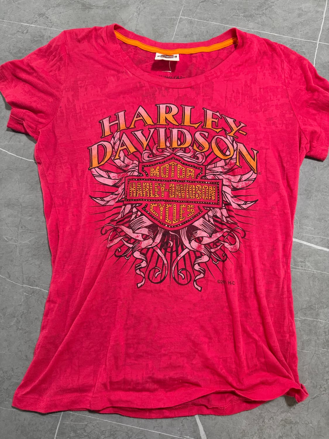 할리데이빈슨 반팔티 핑크  상품이미지1
