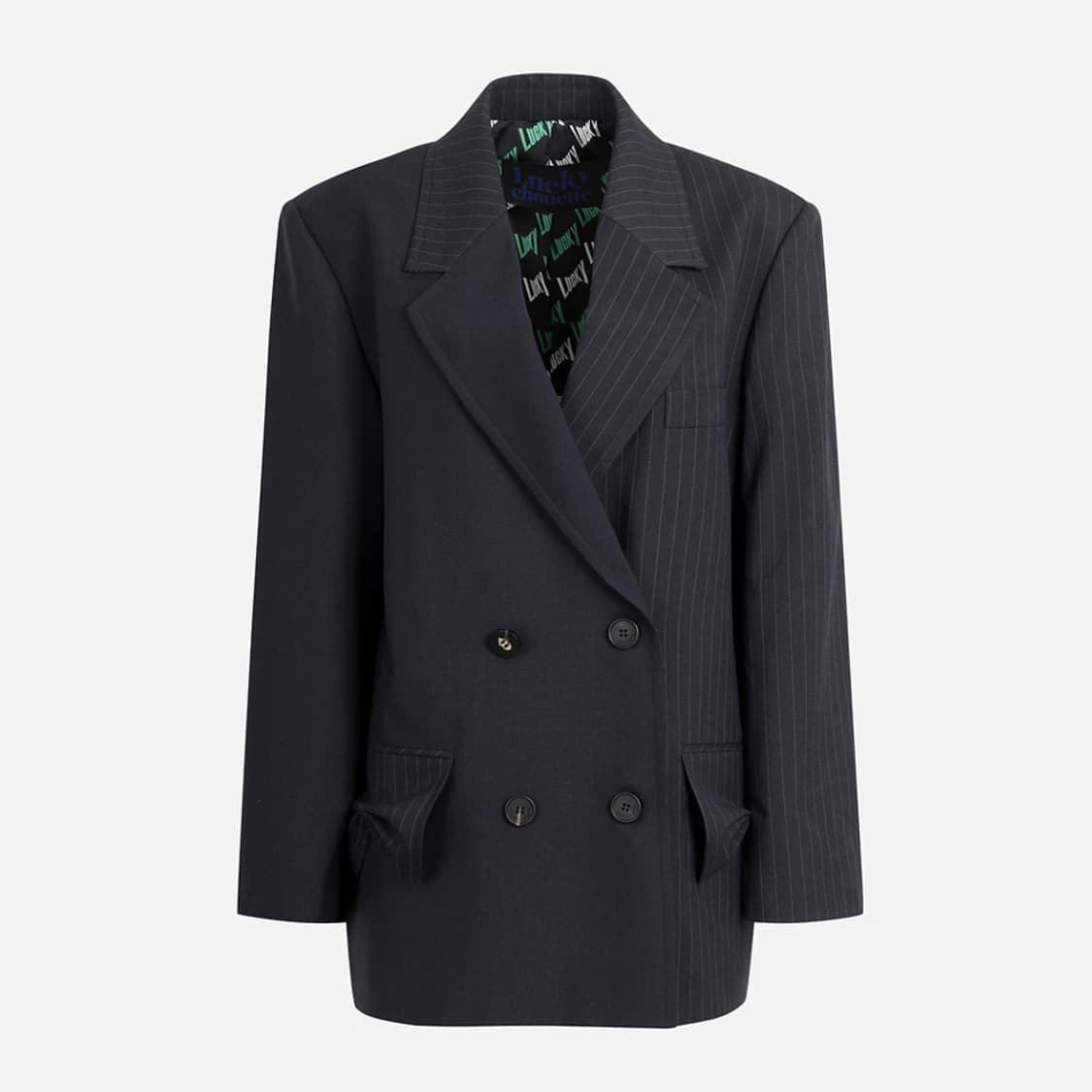 럭키슈에뜨(LUCKYCHOUETTE) 스트라이프 더블자켓 프리 새상품 상품이미지4