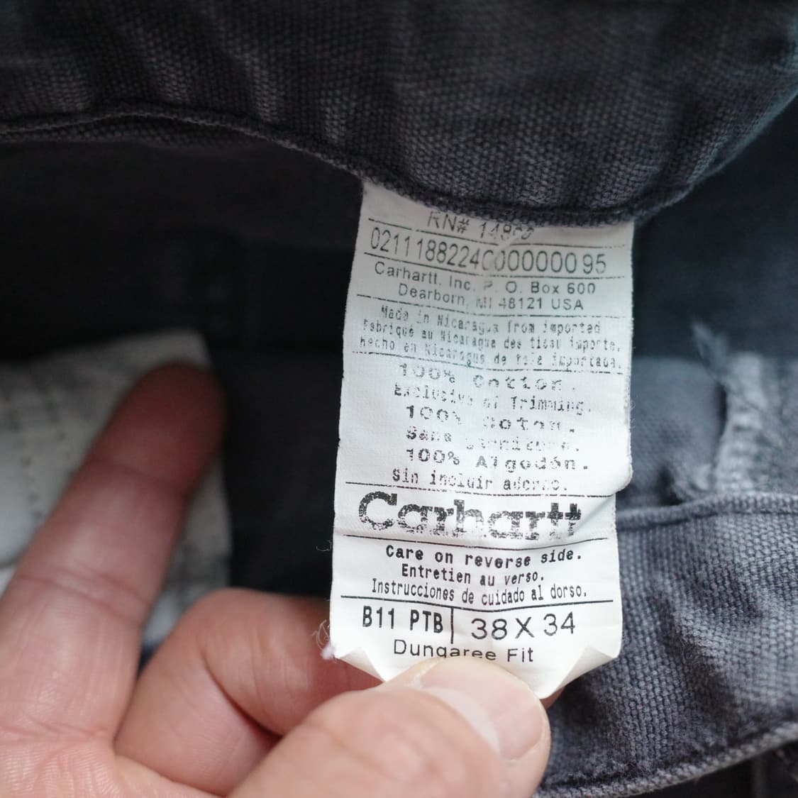 칼하트 B11 PTB 워시드 덕 덩가리 워크 팬츠 38x34 상품이미지4