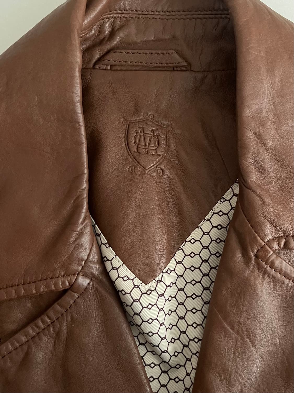 S) 마시모두띠 양가죽 라이더 자켓 브라운 상품이미지4