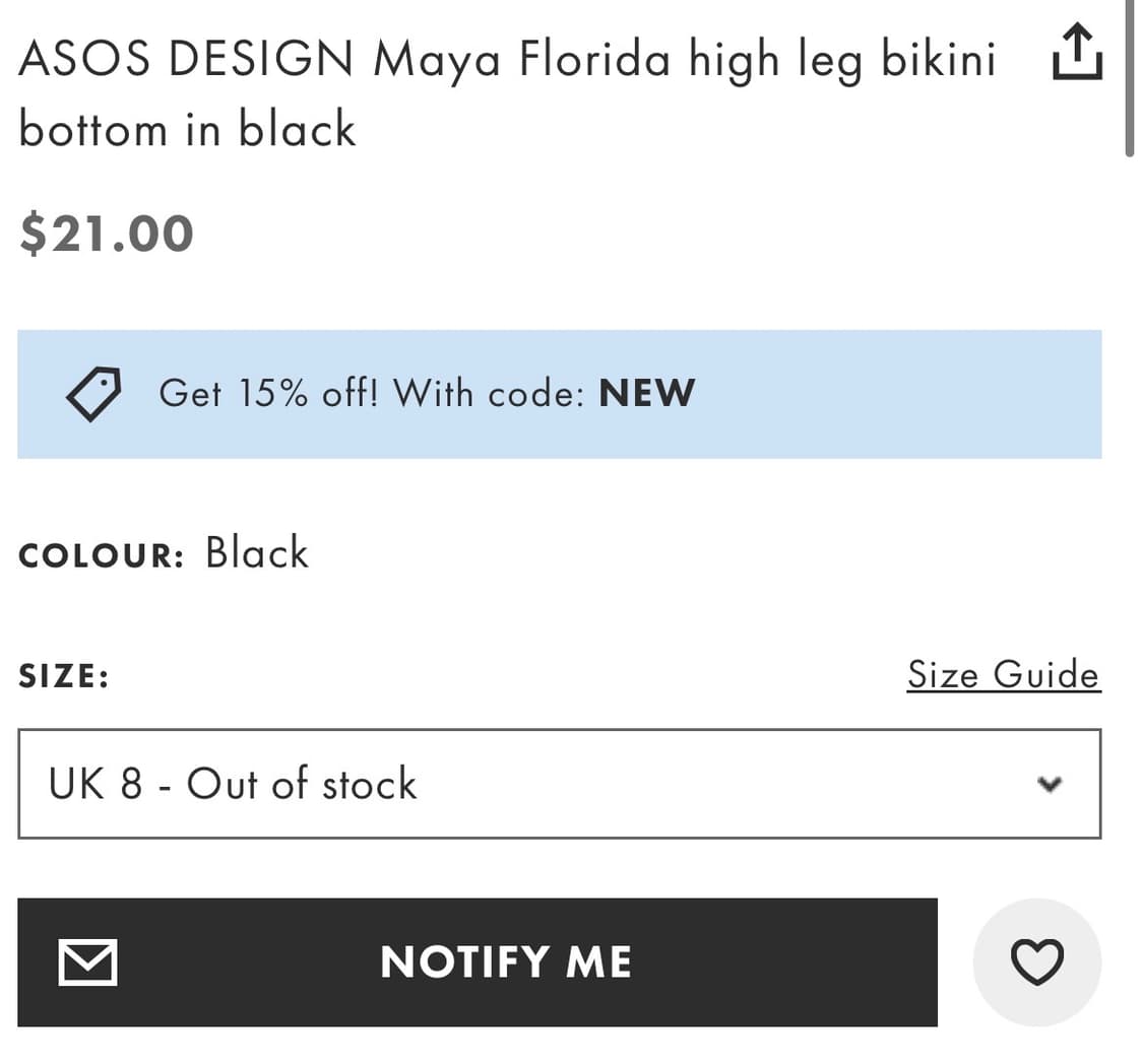 ASOS bikini bottom 아소스 비키니 하의 수영복 black 상품이미지4