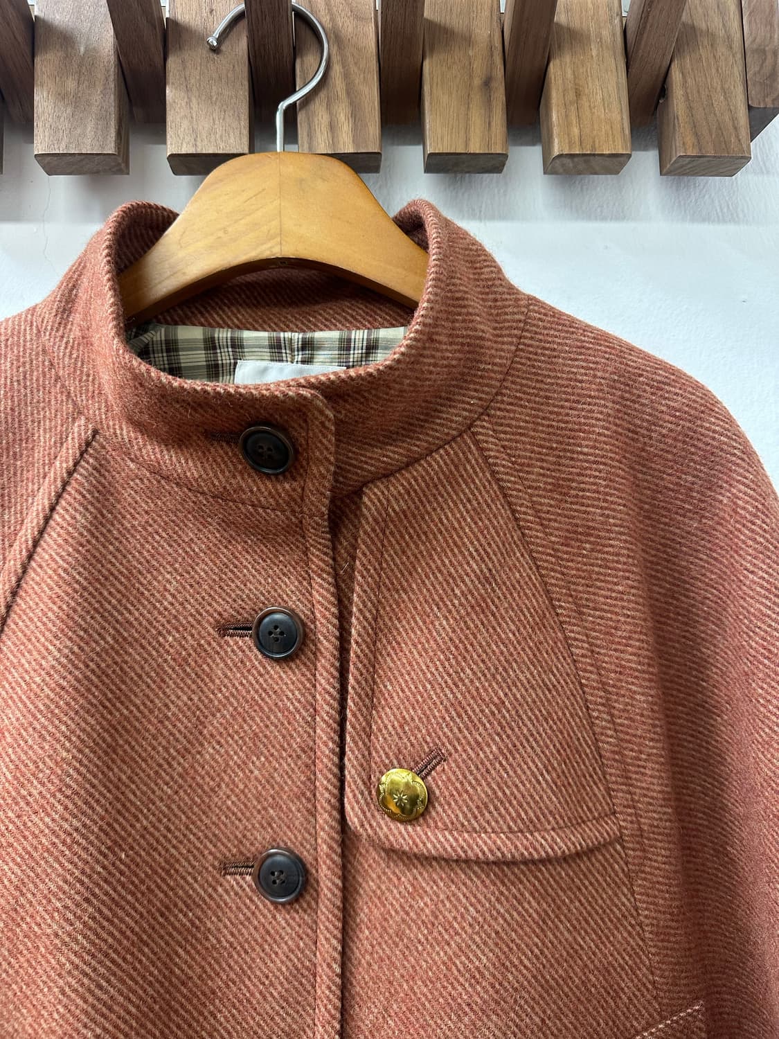 일본빈티지 KUMIKYOKU 울 혼방 헤링본 케이프 판초 코트 상품이미지3