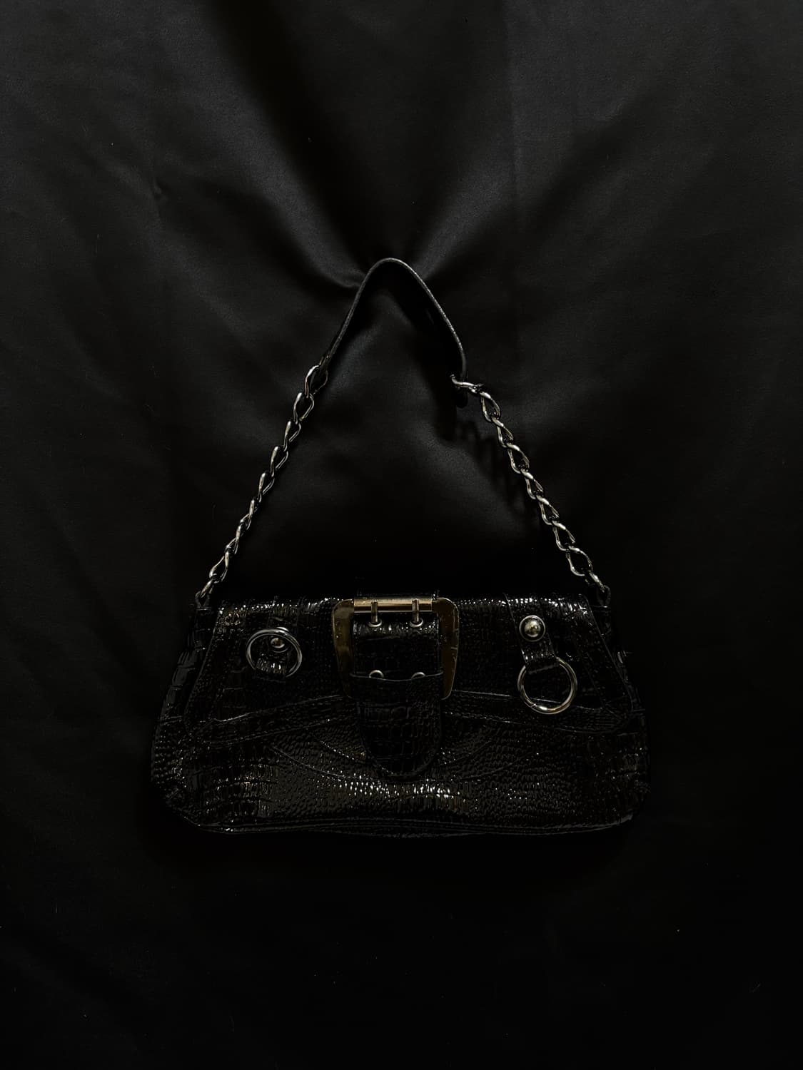 “Unknown” Y2K Design Buckle Black Bag 상품이미지3