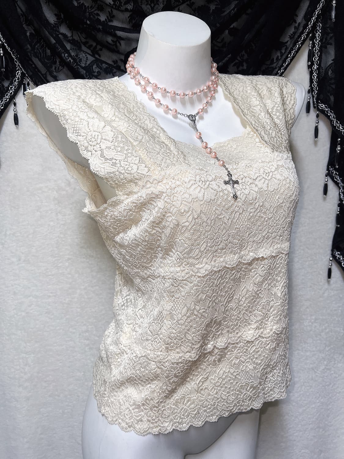 로맨틱고딕 갸루 오리엔탈 레이스 슬리브리스 나시 로걀탑 페어리 핀터 엔틱 상품이미지2