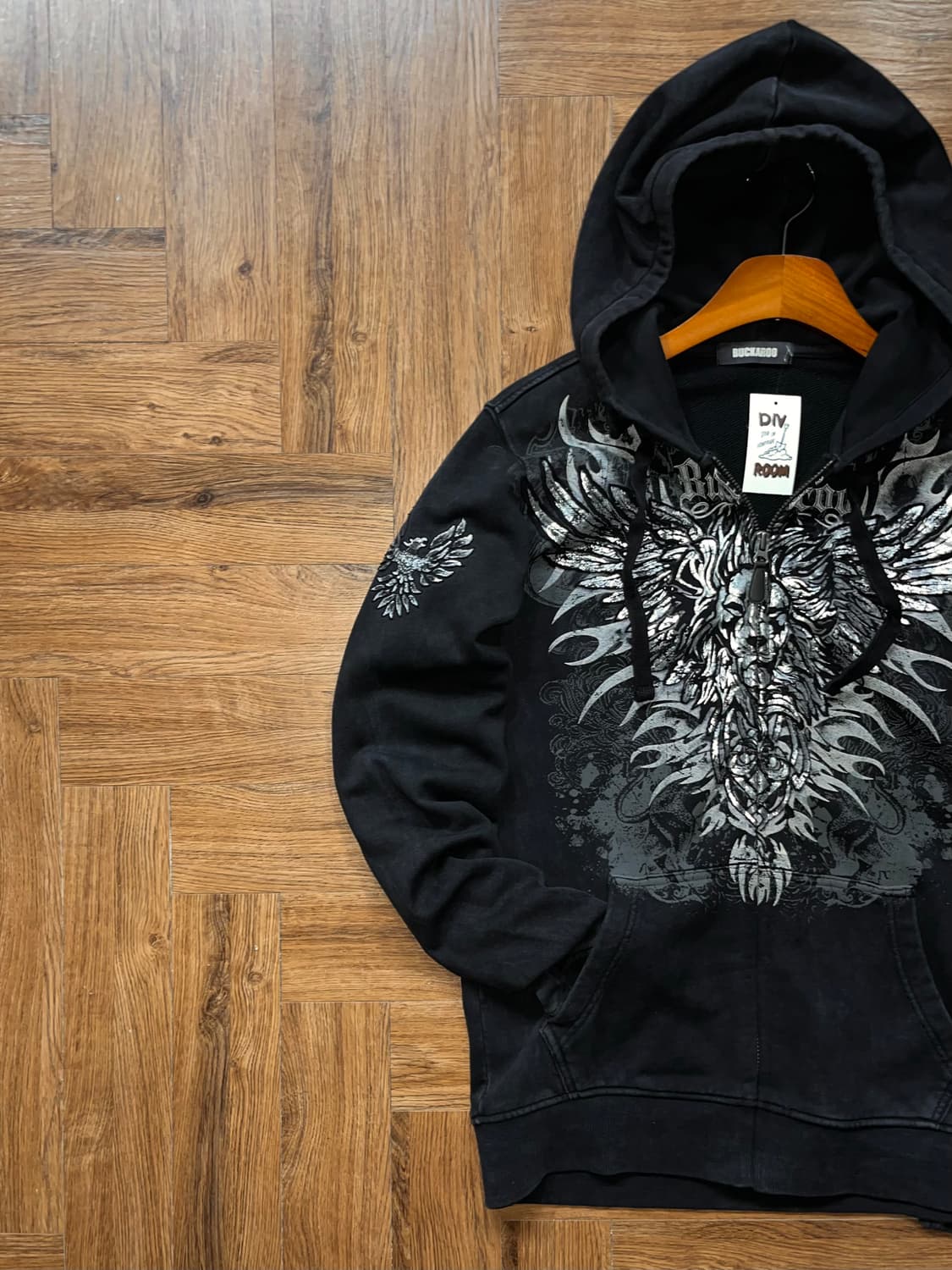 버커루 빈티지 프린팅 후드집업 상품이미지4