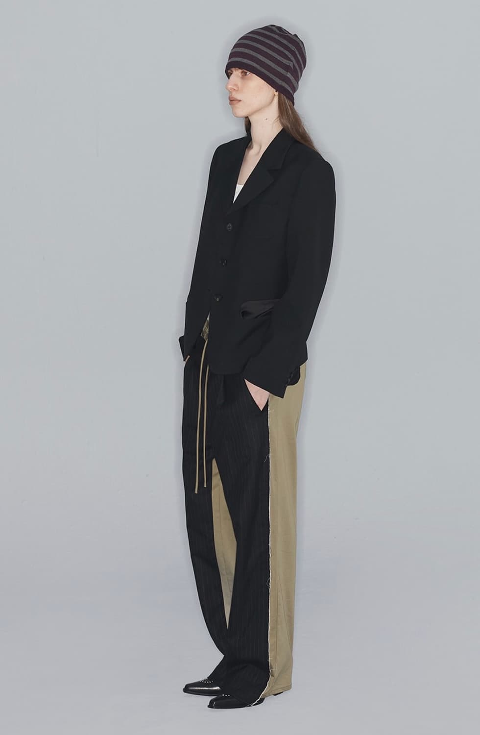 오픈와이와이 FRONT STRIPE LAYERED PANTS, KHAKI 상품이미지1