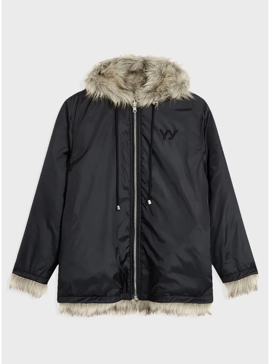 오픈와이와이 리버시블 후드 퍼 자켓 베이지 스몰(S) 상품이미지3