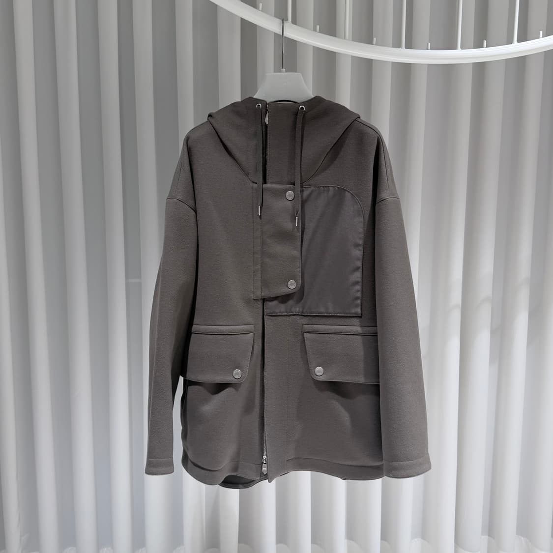 (A+/50) / 에르메스 나일론 후드 집업 자켓 카키 브라운 상품이미지1