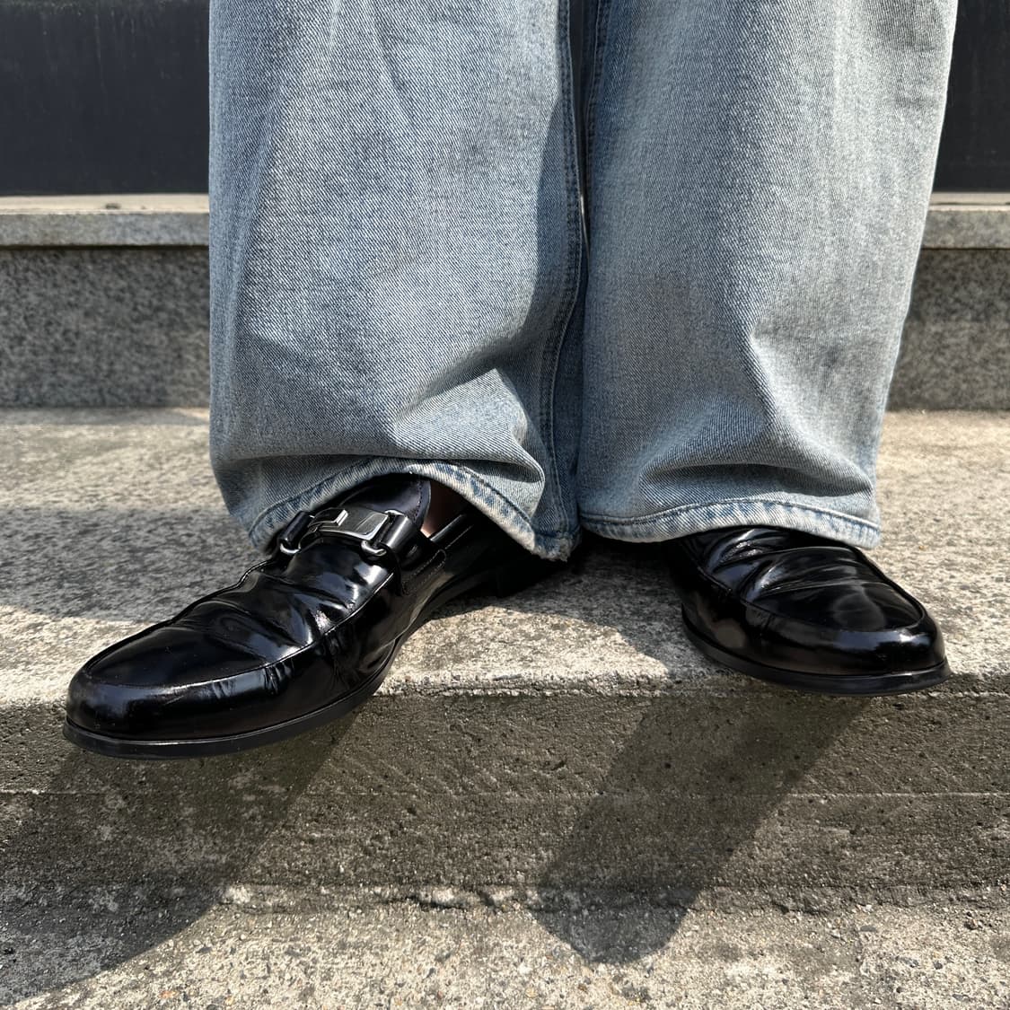 00s 빈티지 블랙 프라다 스포츠 버클 로고 로퍼 상품이미지9