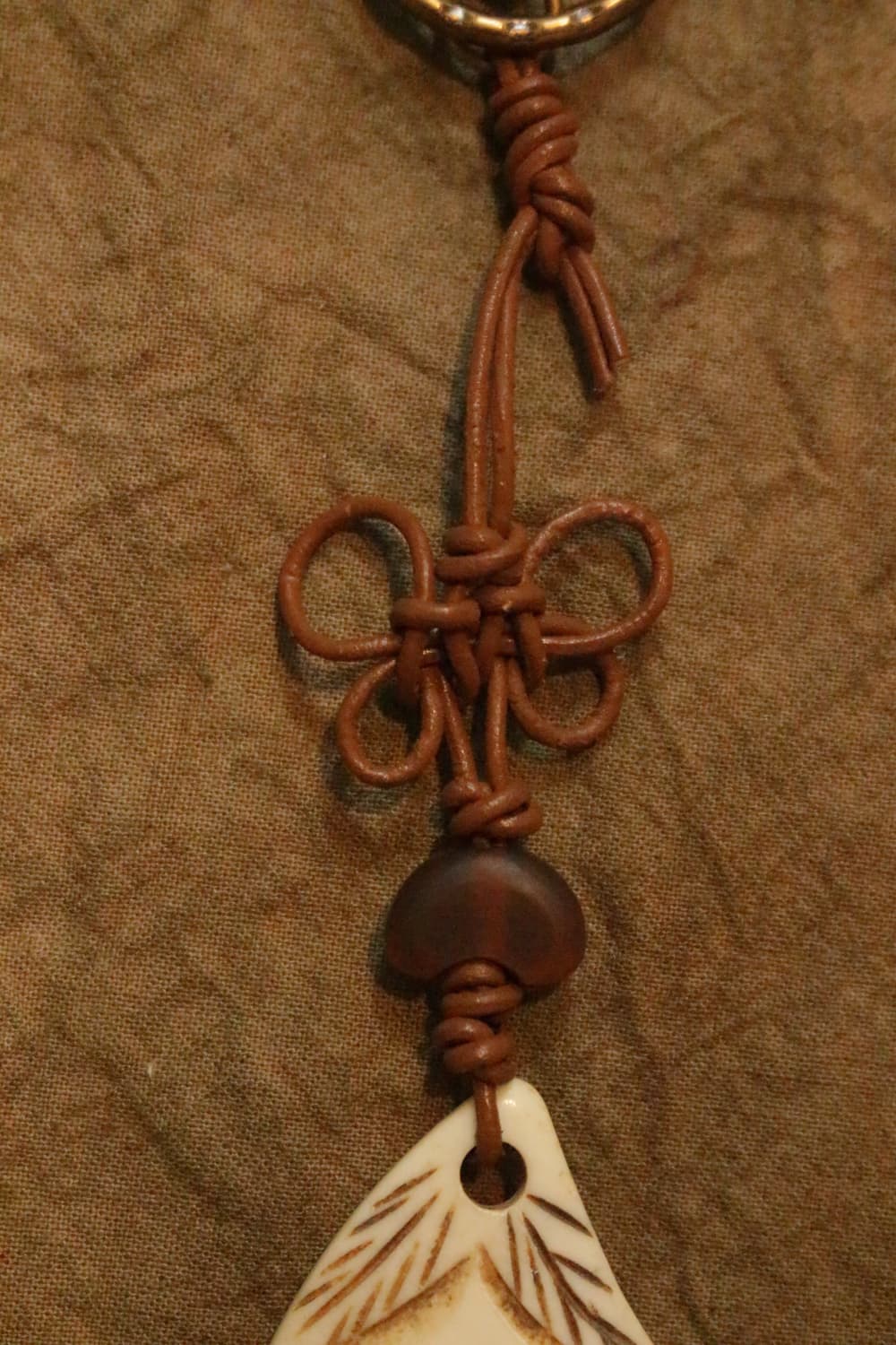 가지 소뿔 가죽끈 나비매듭 열쇠고리 상품이미지3