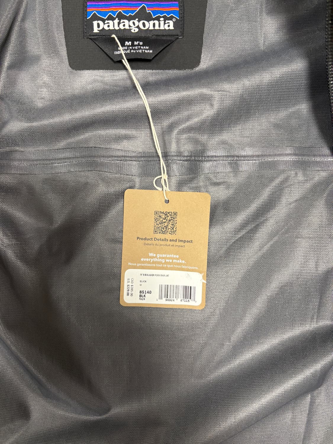 파타고니아 볼더 포크 레인자켓 블랙 M 새제품 상품이미지4