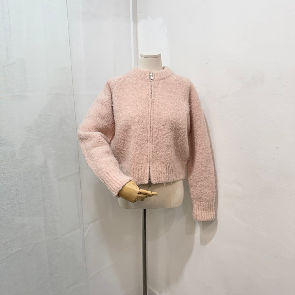언유즈얼리 지퍼집업 핑크가디건 니트가디건 4187 상품이미지1