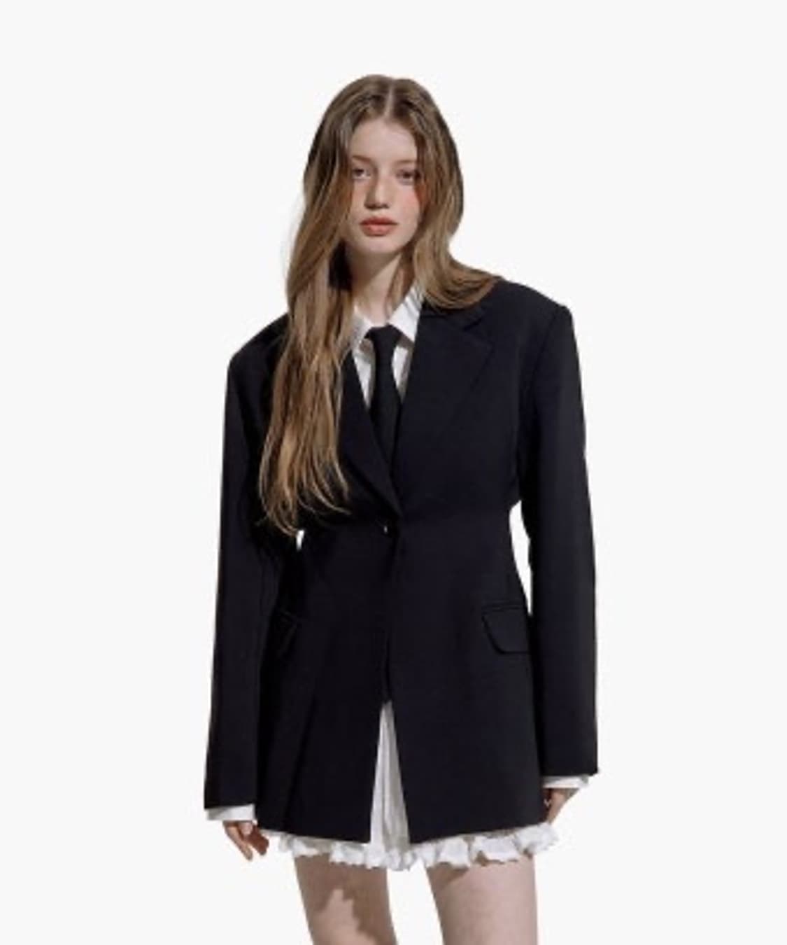 새상품)러프넥 라인커브자켓 상품이미지1