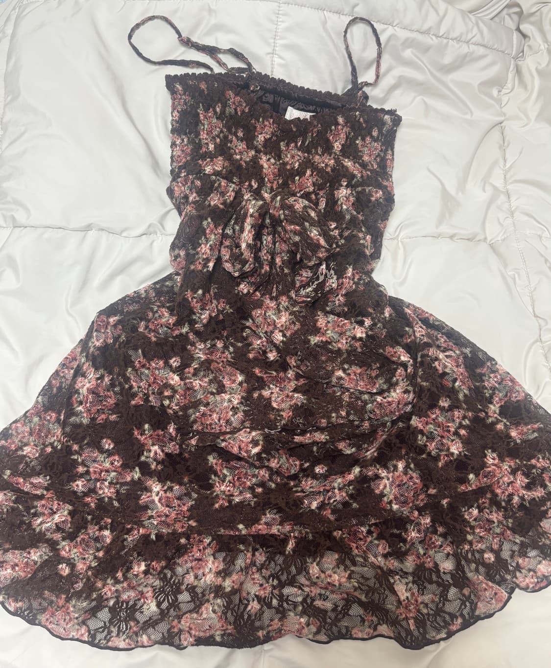 빈티지 리즈리사 브라운 플로럴 레이스 딸기초코 원피스 히메갸루 로리타 상품이미지1