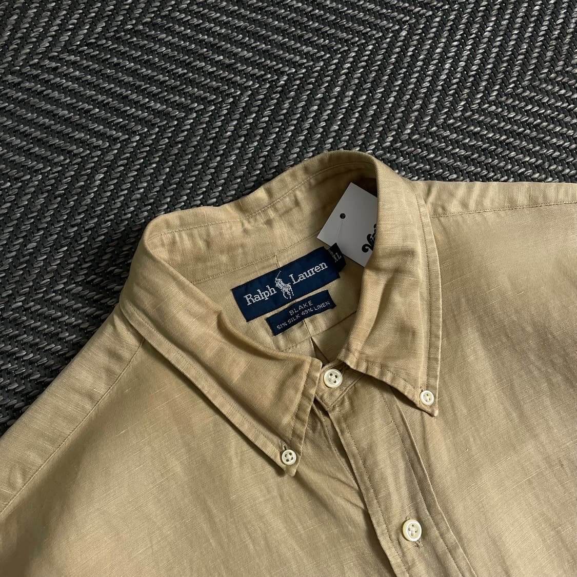 폴로 랄프로렌 포니 로고 실크 혼방 린넨 베이지 셔츠y 3603 상품이미지5
