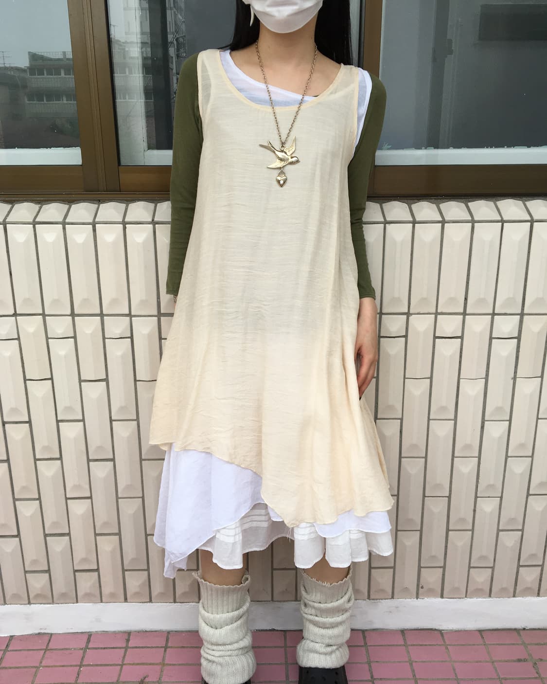Layered point sleeveless unbalanced onep 상품이미지6