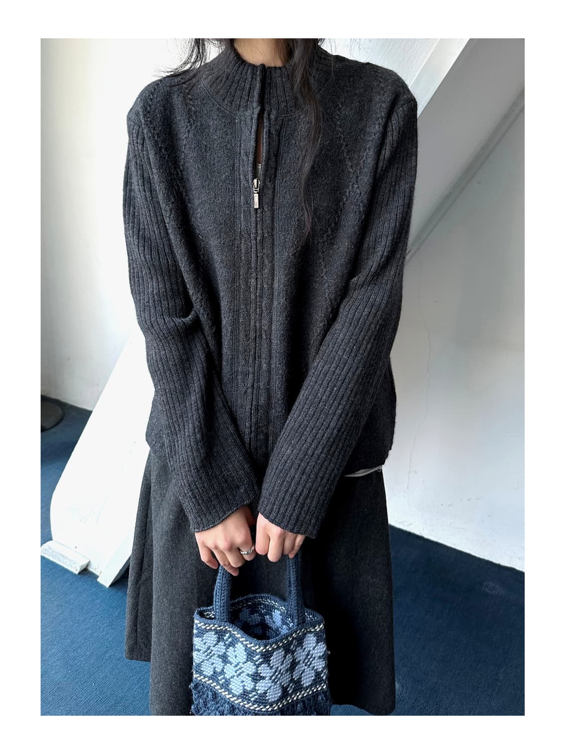 Wool boucle felted zip jacket 상품이미지1