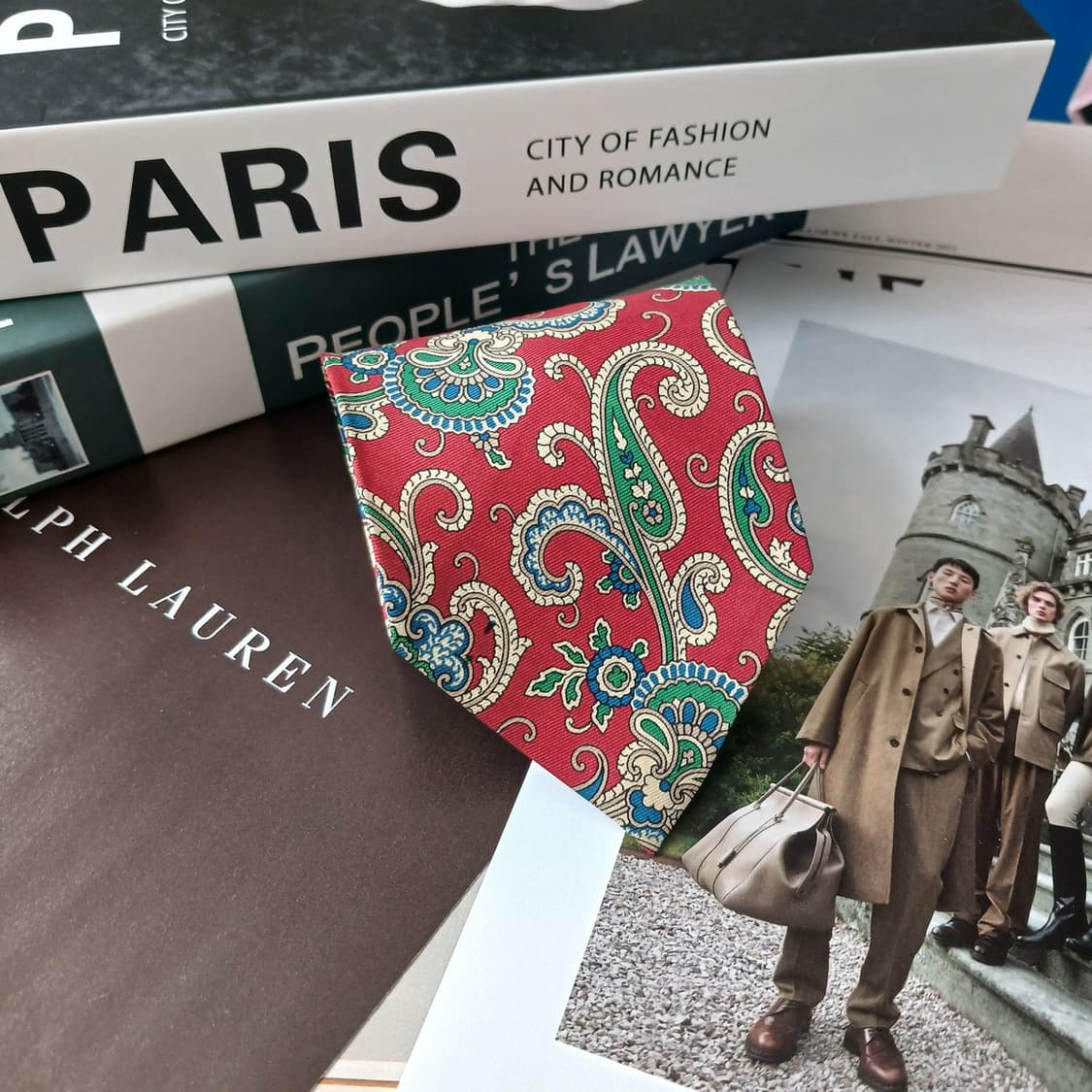 폴로 랄프로렌 실크 레드 페이즐리 넥타이 8.9cm A+~A등급 G16 상품이미지5