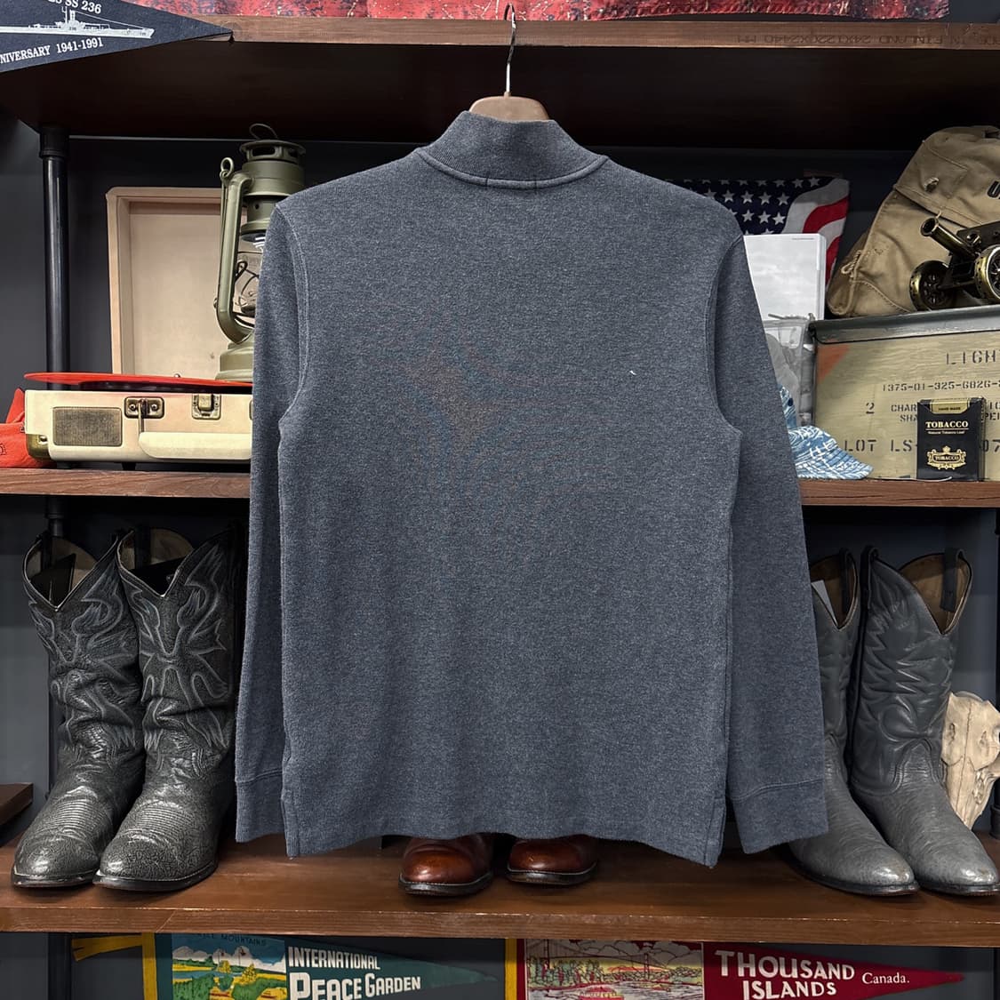 신형라벨 폴로 랄프로렌 리브넥 코튼 하프집업 니트 스웨터 차콜 N987 상품이미지2