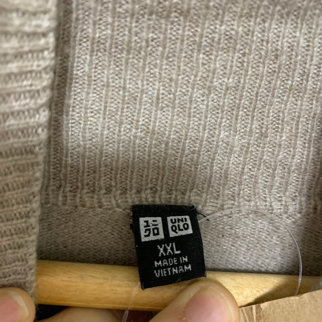유니클로 캐시미어 베이지 목폴라 긴팔 니트 XXL 빈티지 상품이미지3