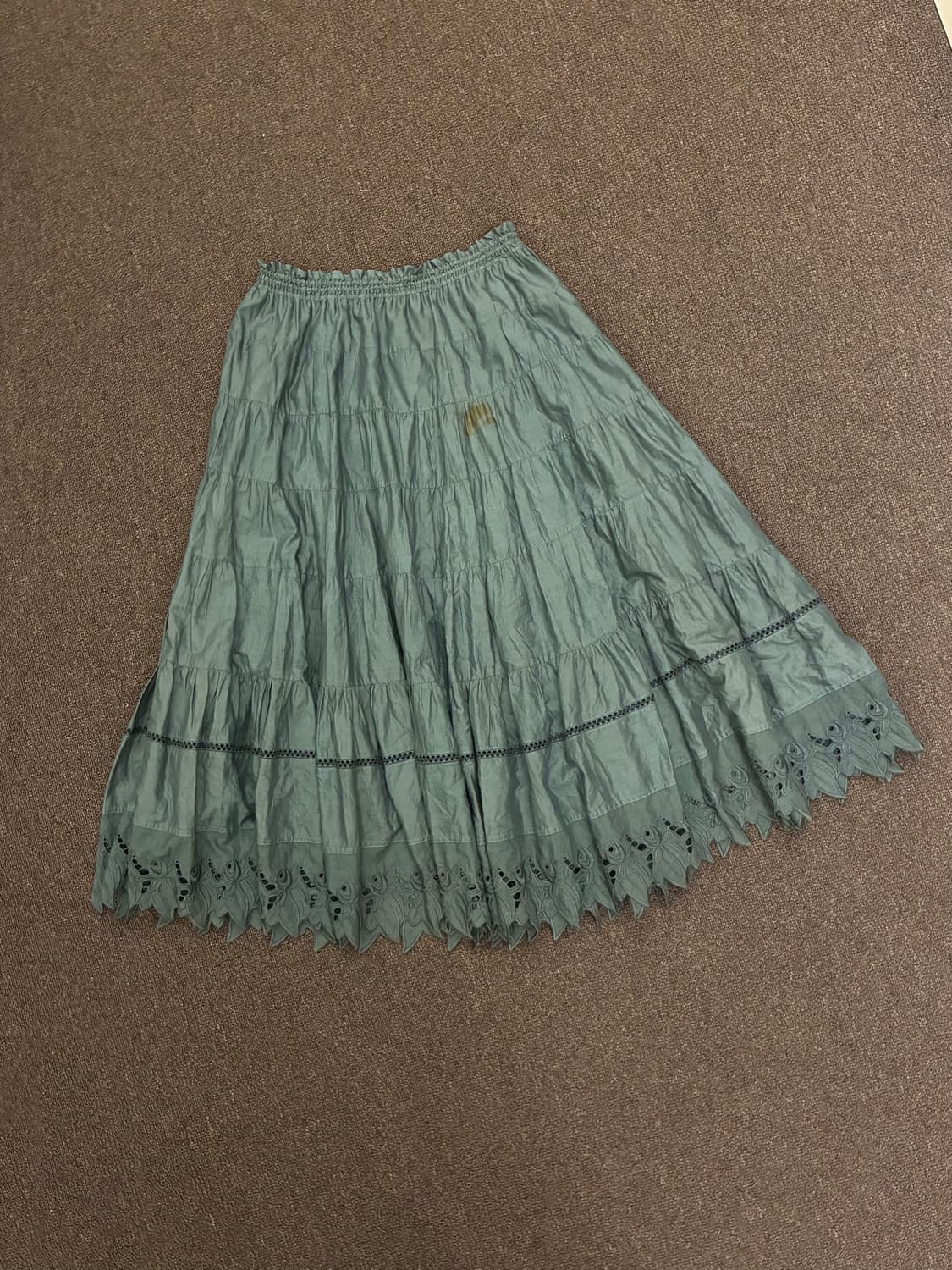 OS)Japanese vintage 여성 꽃 펀칭 디테일 롱스커트(이염) 상품이미지3