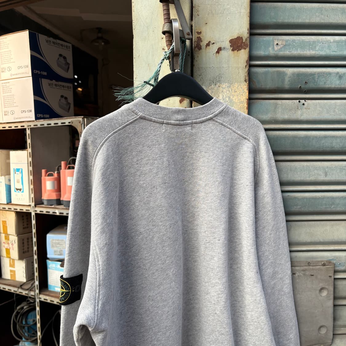 스톤아일랜드 지퍼 포켓 그레이 멜란지 스웻셔츠 상품이미지6