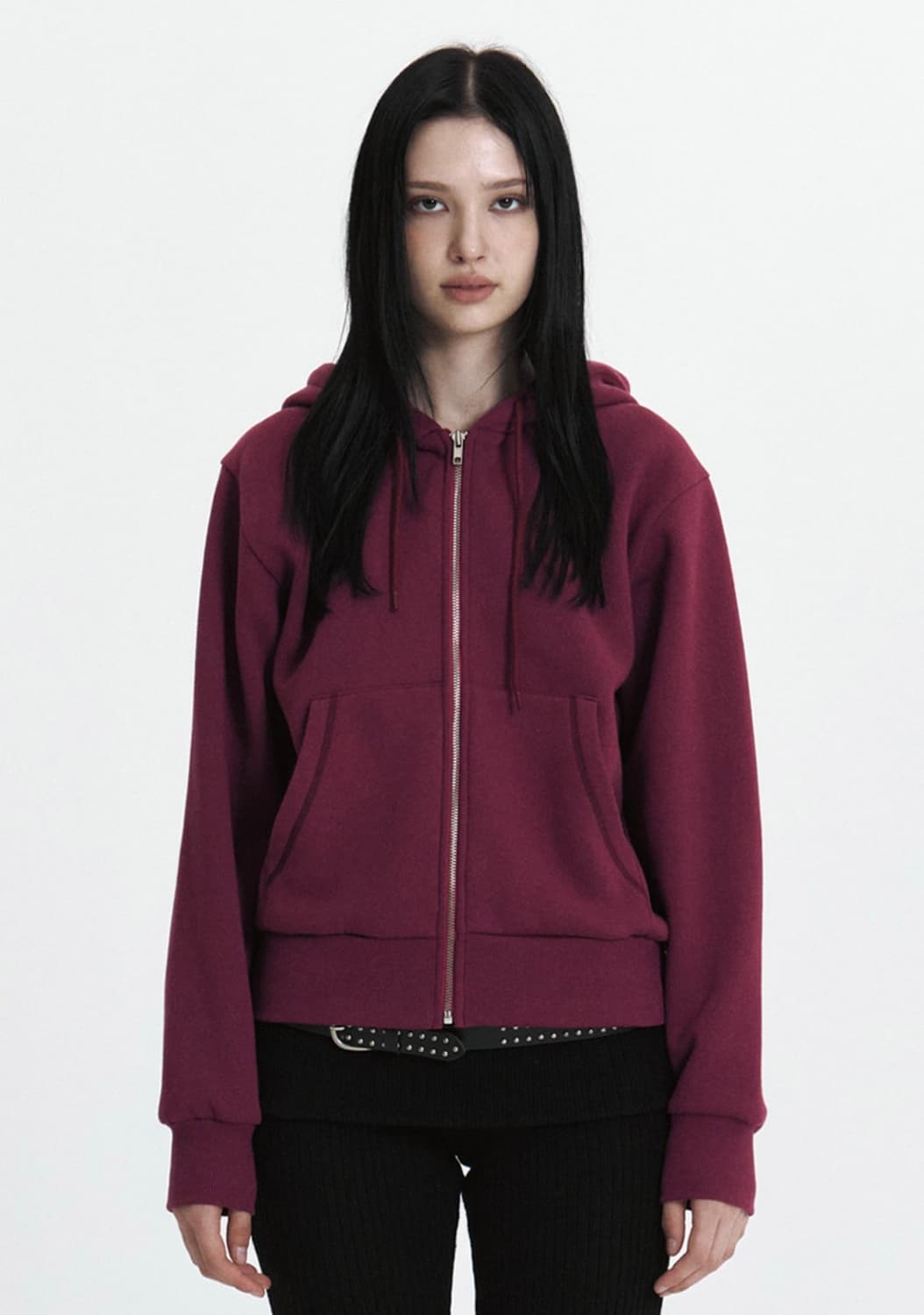 큐리티 curetty c 벨벳 로고 플리스 후드집업 퍼플 상품이미지2