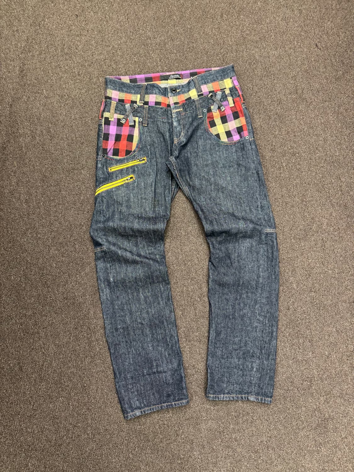 XL)Dominate 빈티지 레이어드 체크패턴 데님팬츠 상품이미지3