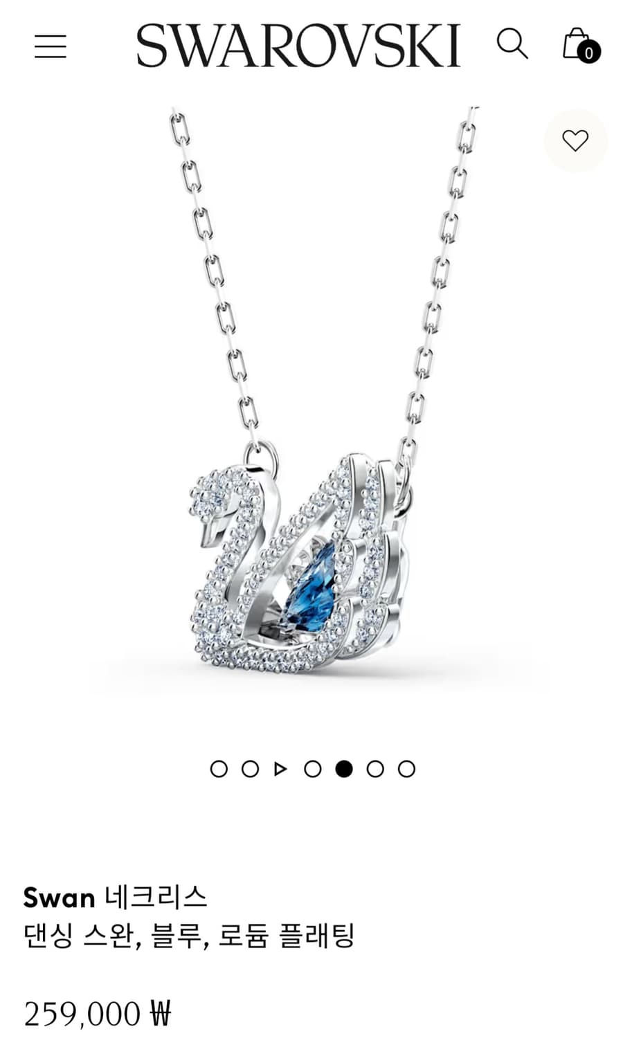 새제품)스와로브스키 블루 댄싱 스완 목걸이 정품 상품이미지3