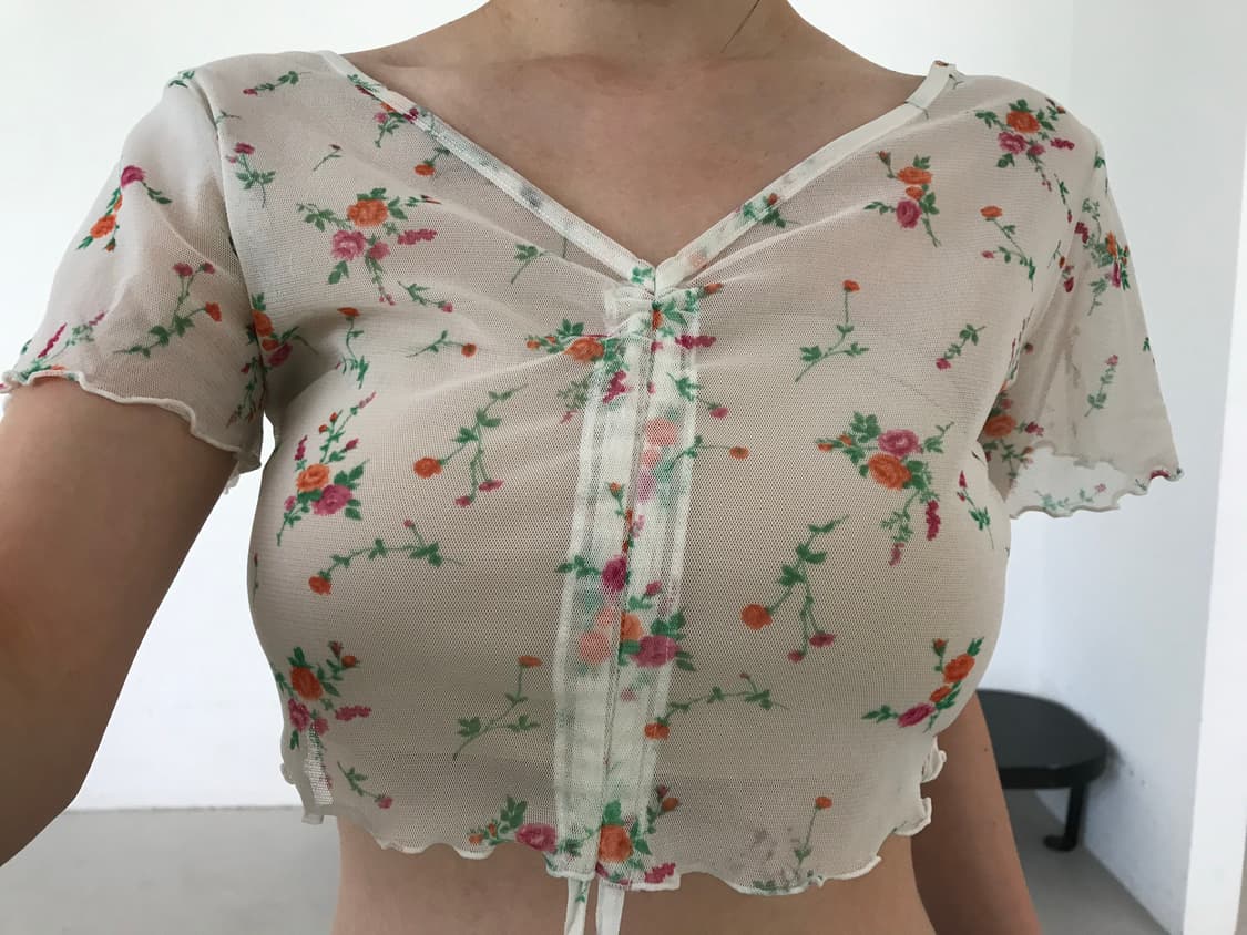 vintage pattern mesh corp top 상품이미지3