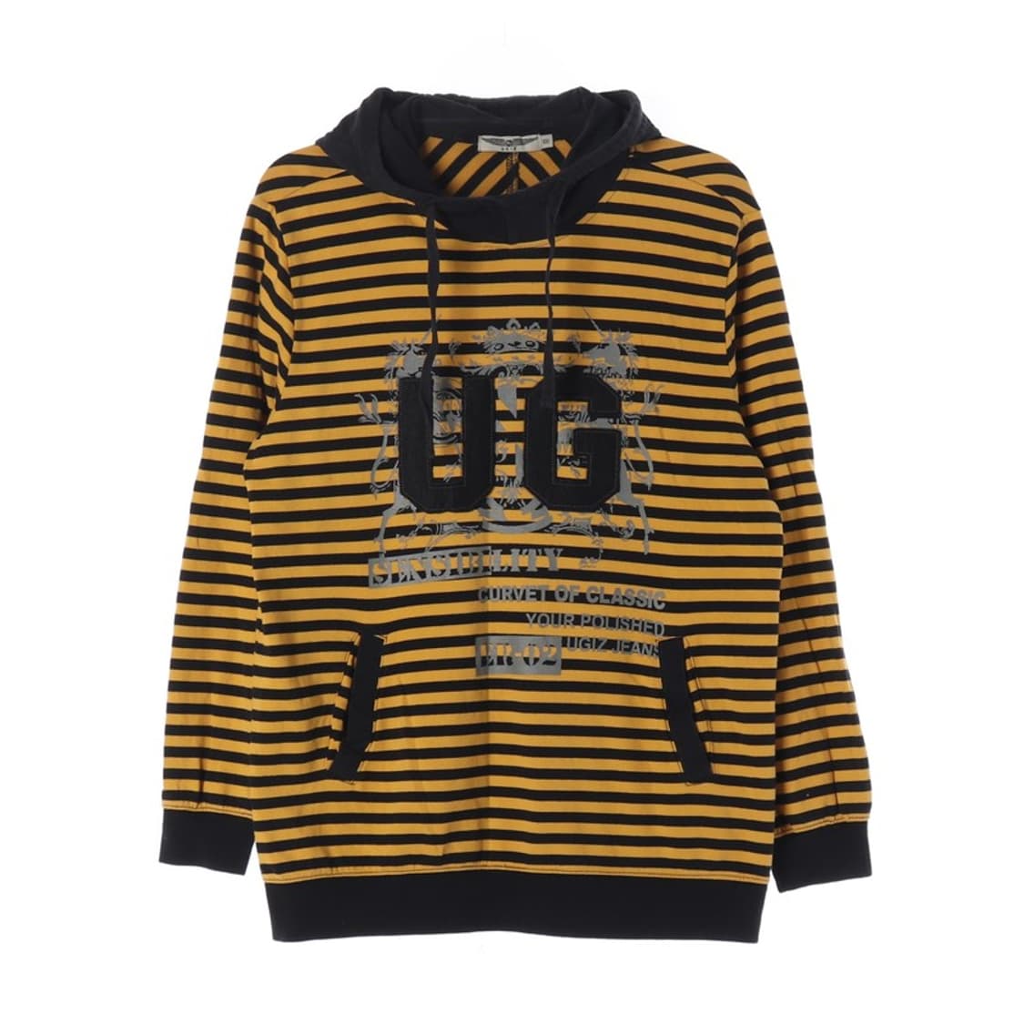 UGIZ 머스타드 스트라이프 빈티지 후드티 L 상품이미지1