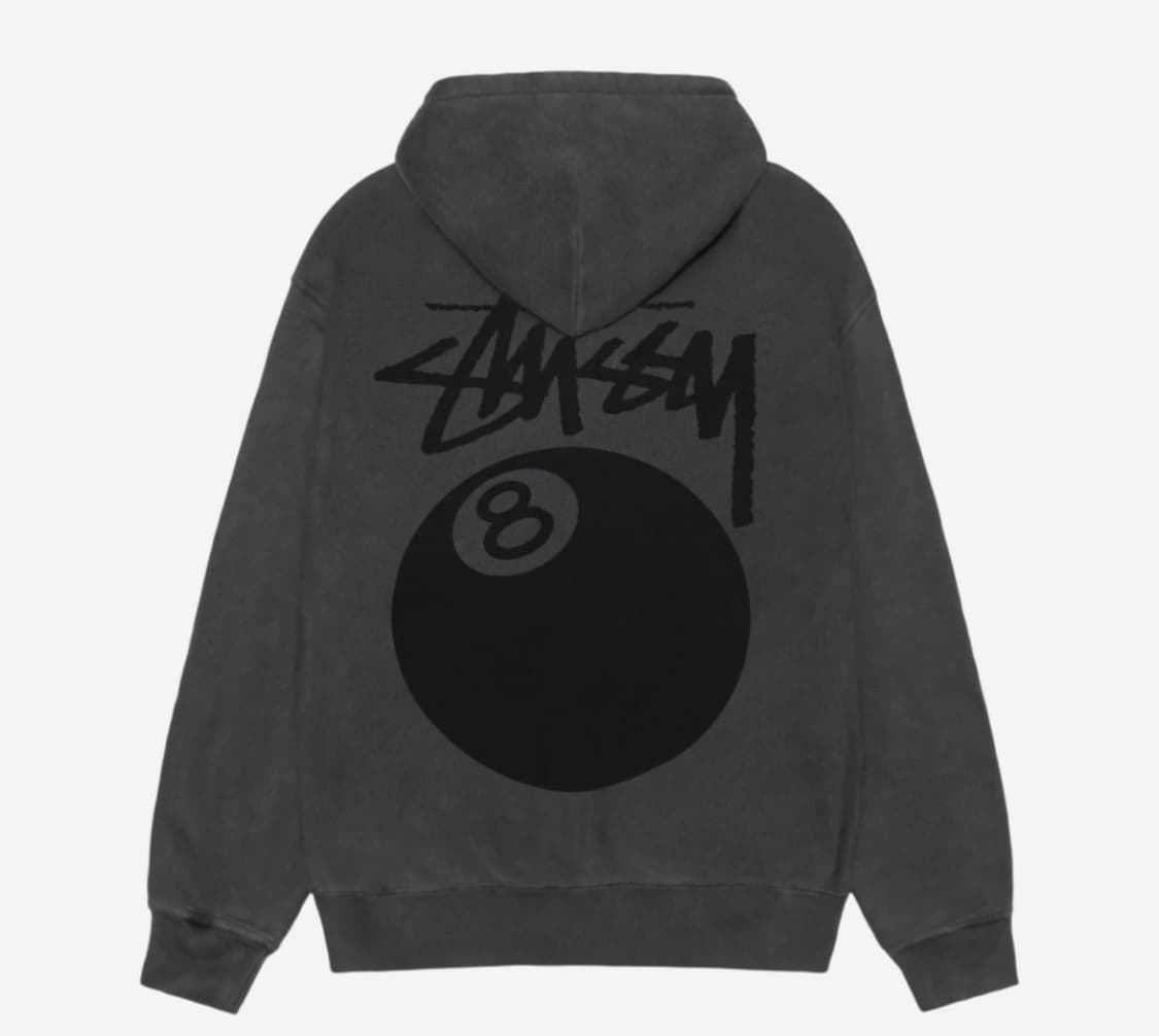 Stussy 8 Ball Hoodie Pigment Dyed Black 상품이미지1