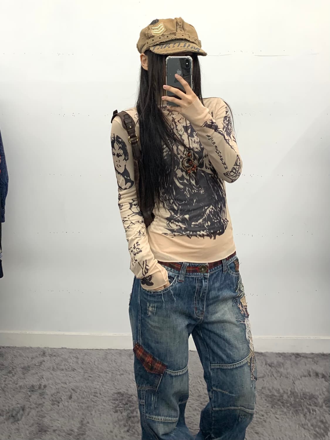 엔젤 프린팅 시스루 롱슬리브 상품이미지2