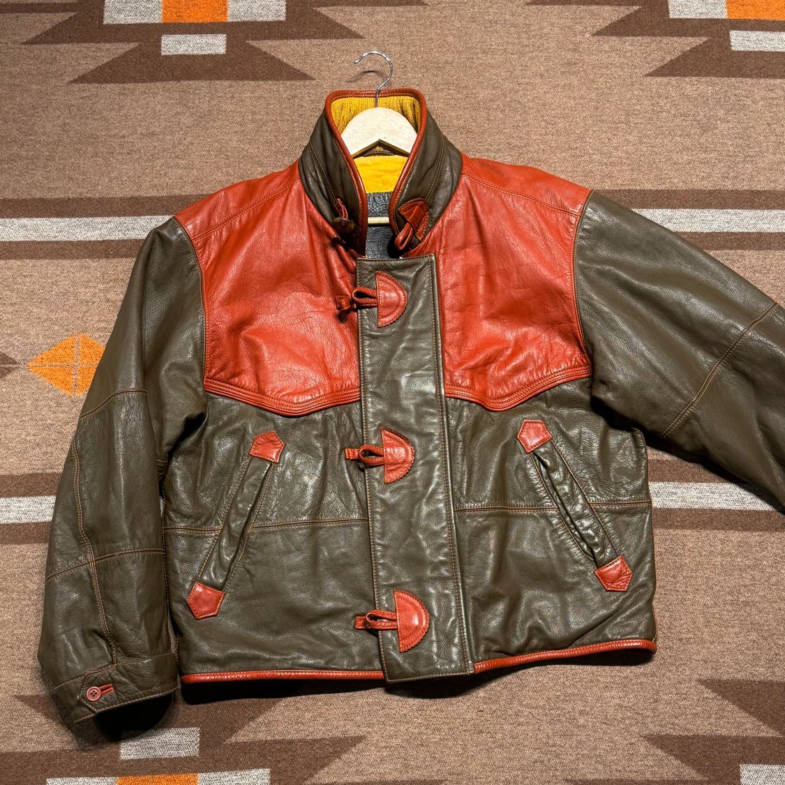 90s 이태리 파이어맨 카우레더 숏 자켓 L 소가죽 상품이미지3