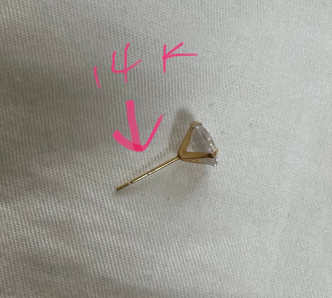 14k 금 귀걸이 7mm 라운드 큐빅 이어링 골드침 골드클러치 금귀마개 상품이미지4