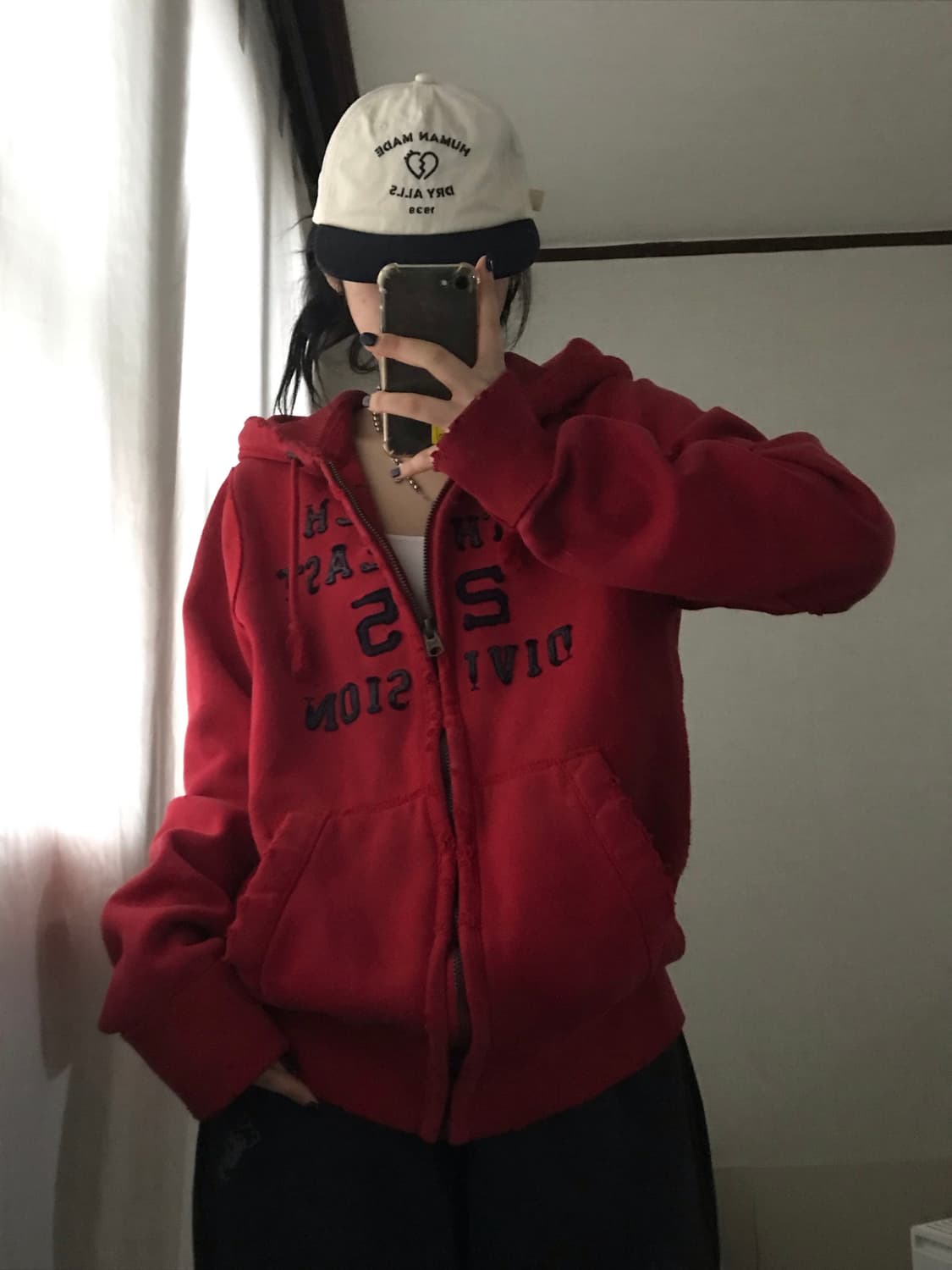 아베크롬비 레드 데님로고 후드집업 상품이미지3