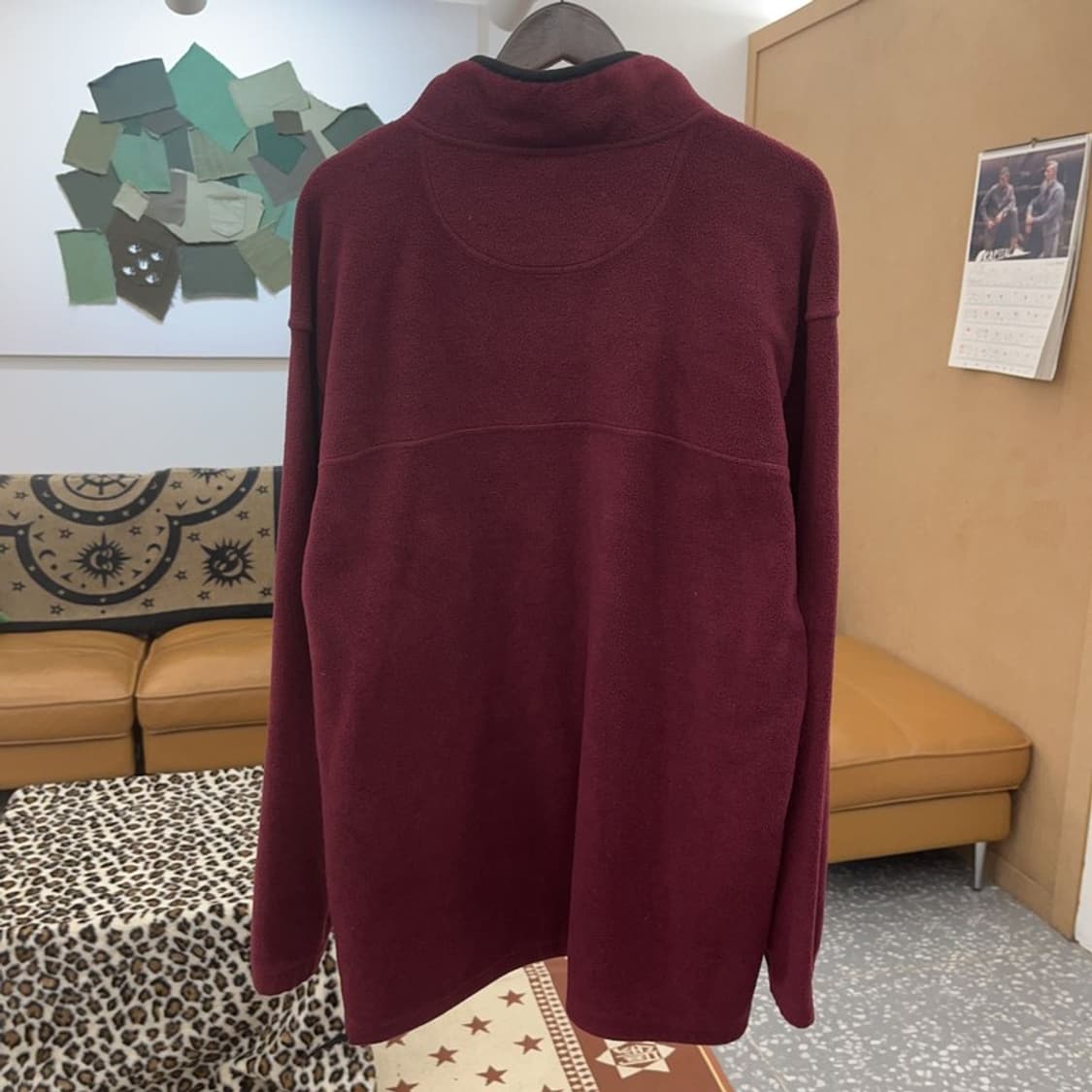 NHL 빈티지 빅사이즈 오버핏 버건디와인 반집업 후리스 XL C08761 상품이미지4