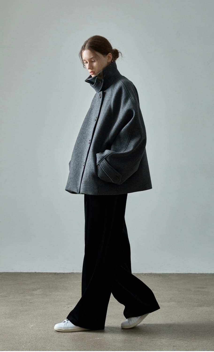 [파사드패턴] 오버핏 캐시미어 하프 코트 챠콜 S 상품이미지2