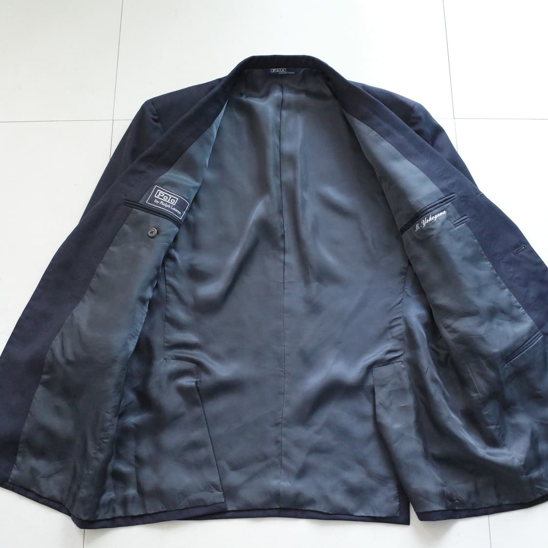 90s 폴로 랄프로렌 네이비 3버튼 울 블레이져 자켓 일본 생산 상품이미지6