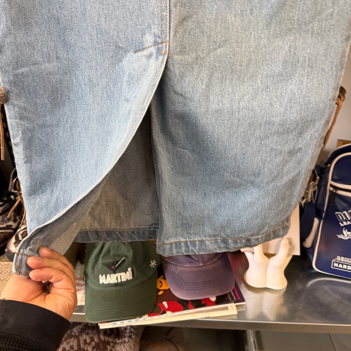 80 ~ 90S 폴로 컨트리 데님 스커트 콘초 디테일 레더 스트링 상품이미지5