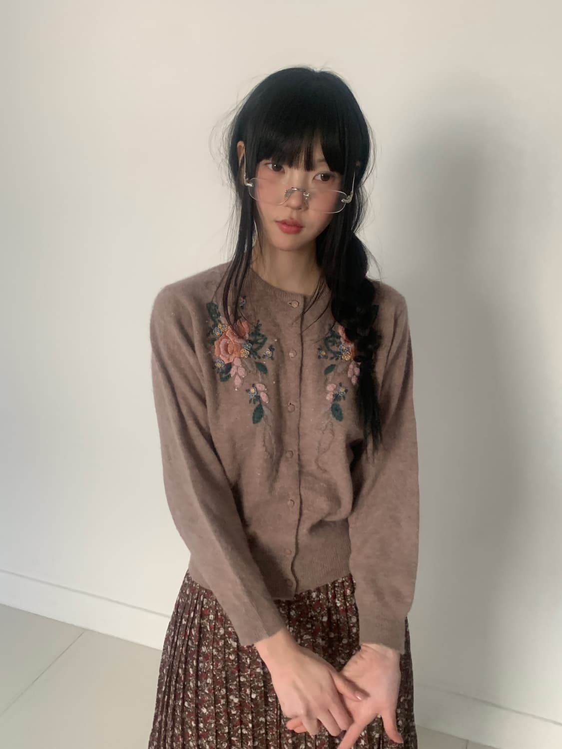 Flower pleats skirt(red) 상품이미지5