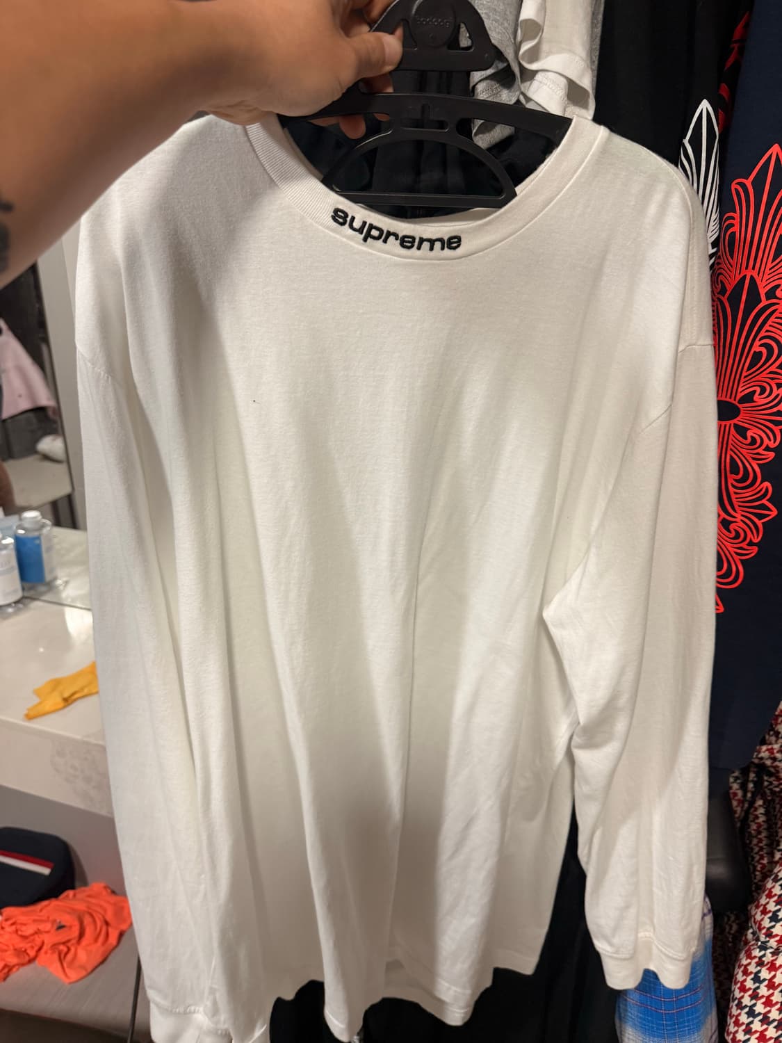 슈프림 로고자수 롱슬리브 XL 상품이미지2