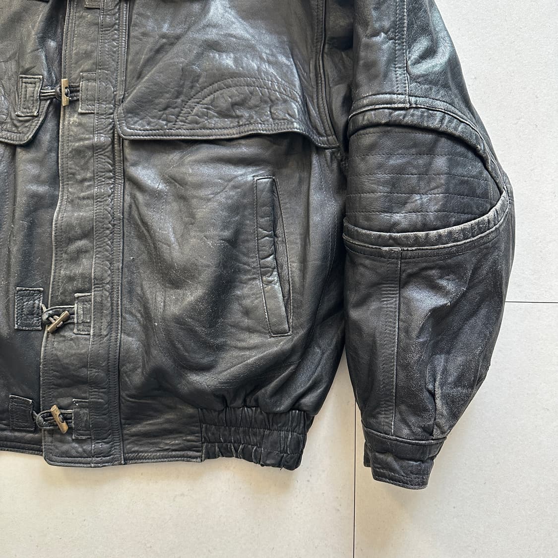 90s 이태리생산 G.A.P 빈티지 토글 레더 자켓 XL 상품이미지4