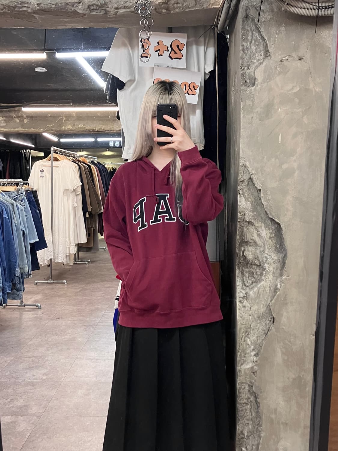 갭 기모 후드티 레드 M #csz3879  상품이미지2