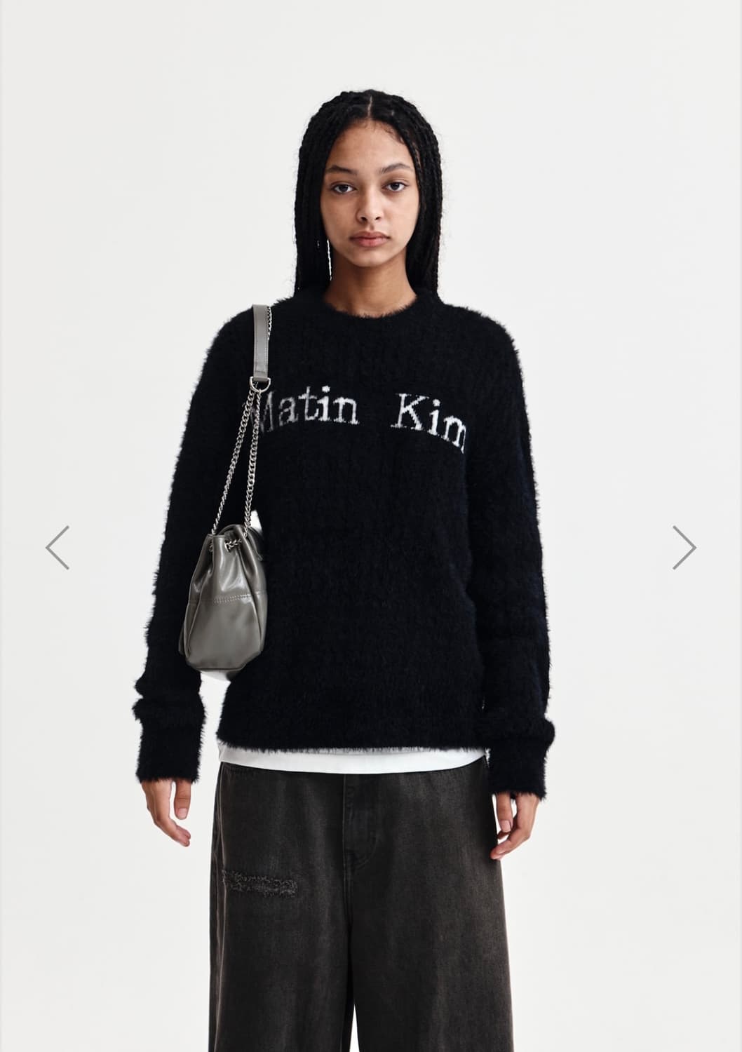 마뗑킴 케이블 헤어리 니트 풀오버 블랙 상품이미지3