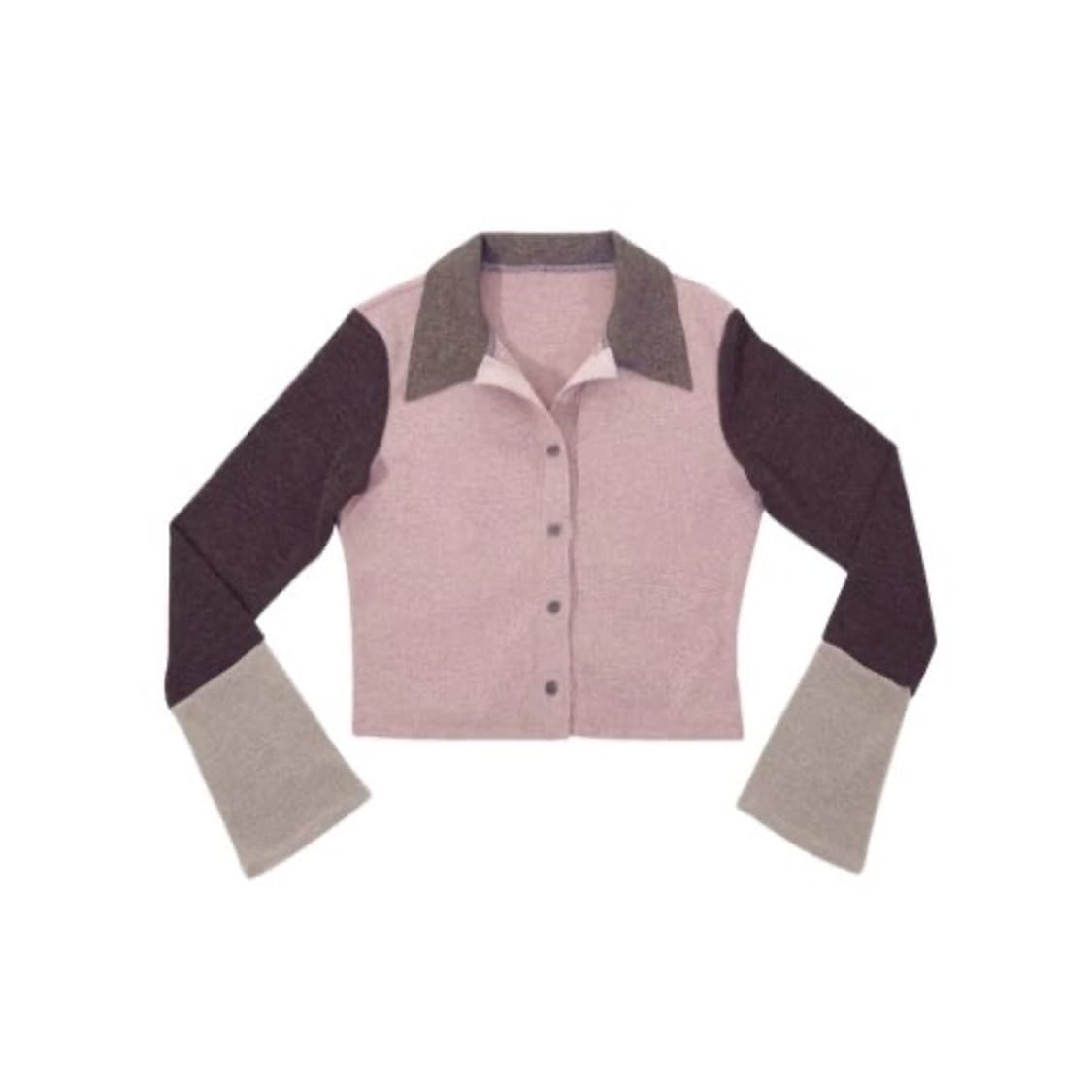 달링유어배드 멀티컬러 니트 셔츠 핑크브라운 상품이미지1