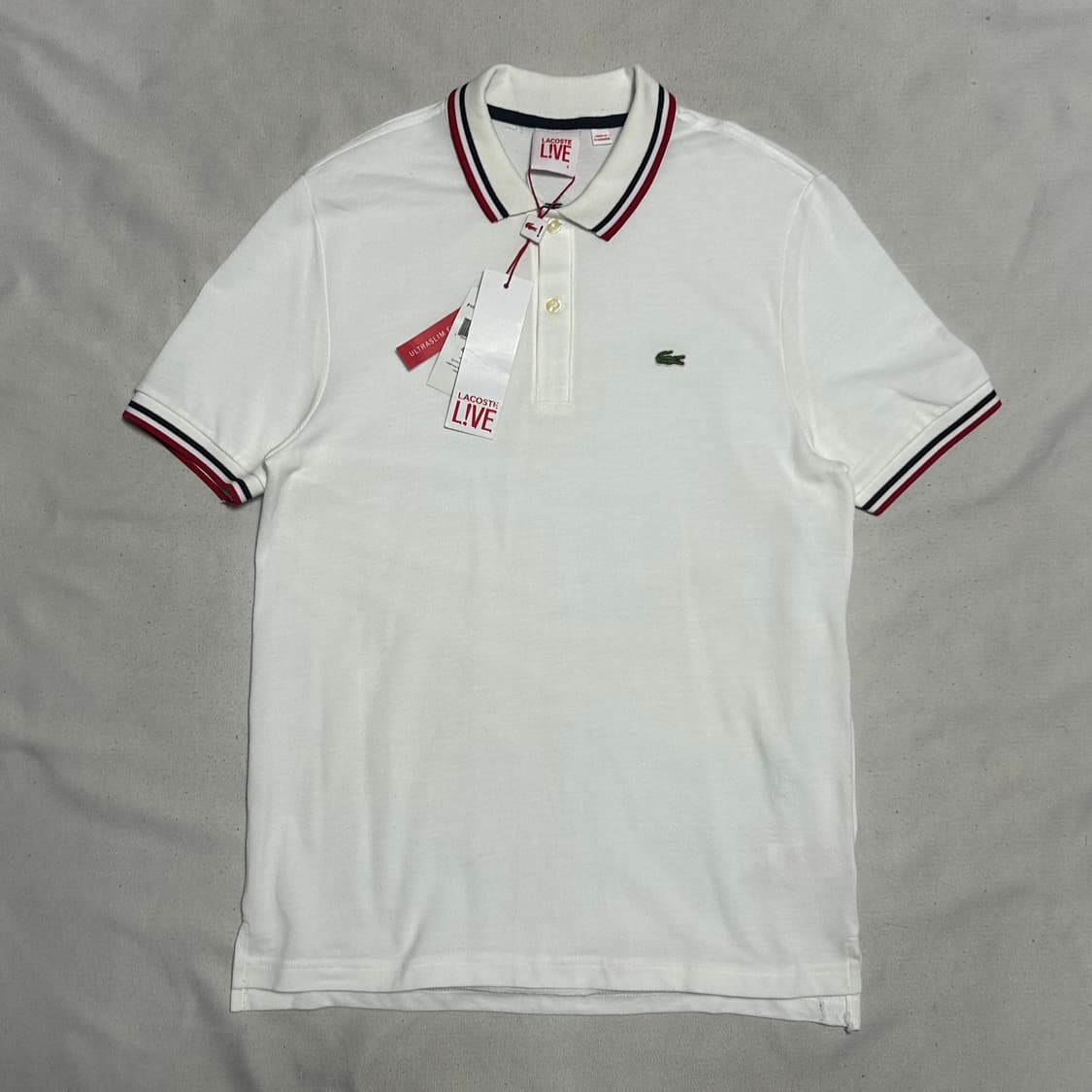 S 라코스테 화이트 카라 반팔티 상품이미지2